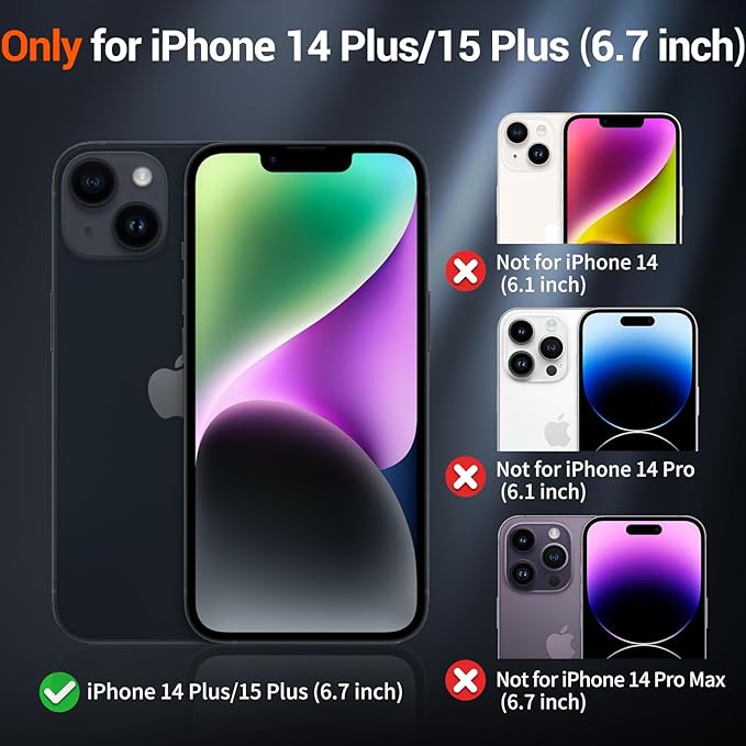 SUPFINE Magnetic for iPhone 15 Plus Case & iPhone 14 Plus Case(Compatible with MagSafe)(Military Grade Drop Protection) Translucent Shockproof Phone Cover,Dark Purple
