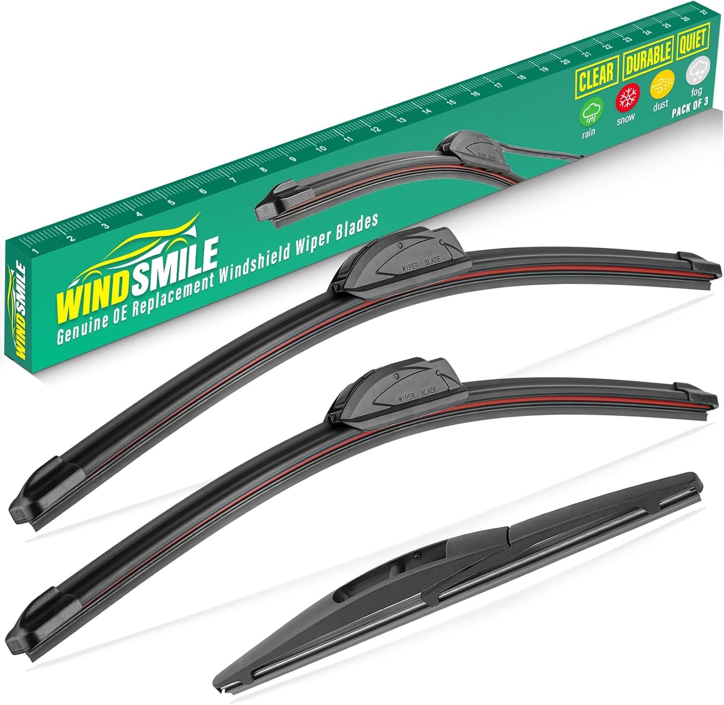 26" 16" 10" Windshield Wiper Blades Replacement for Nissan LEAF 2011 2012 2013 2014 2015 2016 2017 Premium All Weather Front Rear Wipers Set - OEM Quality (Pack of 3)