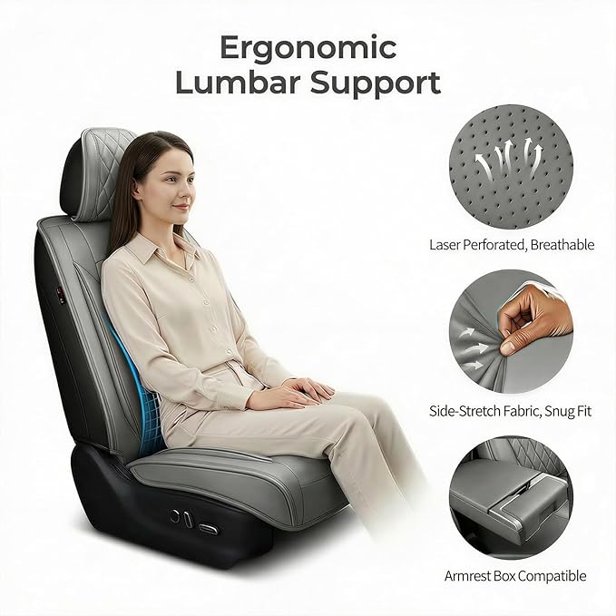 Fit TSX Car Seat Covers for Acura TSX 2003-2014 - Premium Leather, Waterproof, All-Weather, Airbag Compatible, Anti-Slip, Breathable, Easy Install, Seat Protectors, Full Set, Gray
