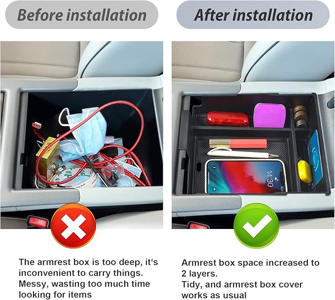 SKTU for 2023 2024 2025 Hyundai Palisade Center Console Organizer 2023 2024 2025 Palisade Center Console Tray 2023 2024 2025 Palisade Accessories Armrest Secondary Storage Box with Coin Holder (Black)