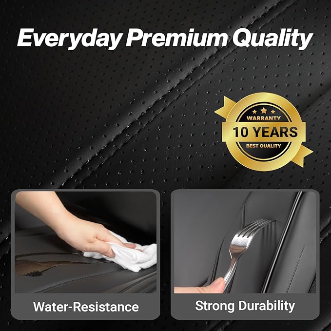 Coverland Custom Fit Car Seat Covers for SUV Compatible with [2015-2026 Porsche Macan] PPremium Car Seat Cover Water Resistant Leather Non-Slip Interior Protectorr [Full Set Black - Size Chart X68]