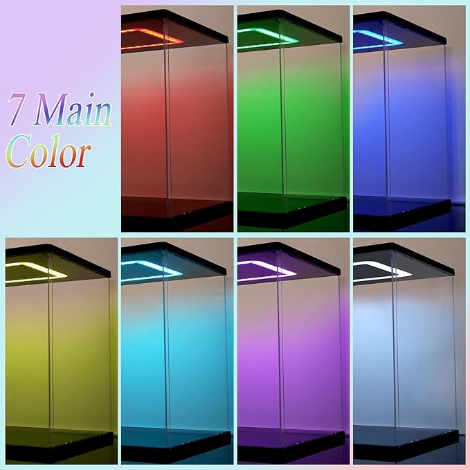 Football Helmet Display Case with Light, Multiple Color Lights Dustproof Protection Helmet Showcase for Collectibles Memorabilia Storage（15×11×12inch）
