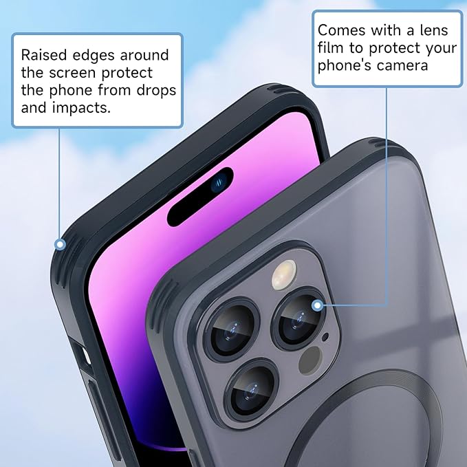Guppy Compatible with iPhone 16 Pro Max Case Magnetic, with Full Camera Lens Protector [Compatible with MagSafe] Scratch Resistant Gradient Glass Back Cover Phone Case-Black