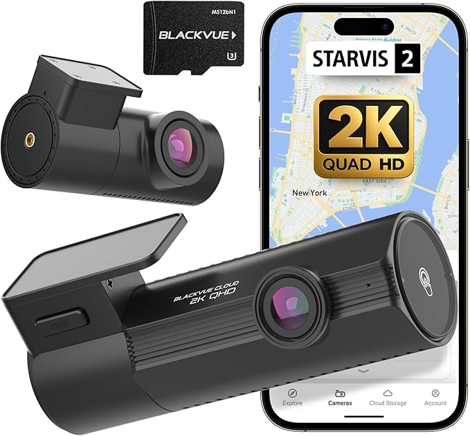 BlackVue Elite 8-2CH 128GB Dash Cam - 2K+2K Dash Cam Front and Rear, Dash Camera for Cars, Starvis 2, Dual HDR, Free SD Card, Wi-Fi, GPS, Night Vision, Smart Parking Mode, Smart Event Recording