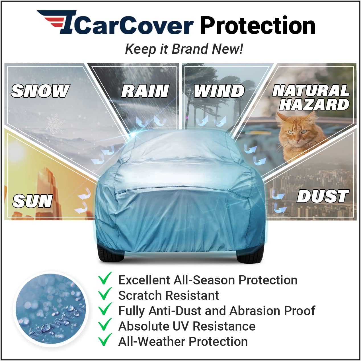 iCarCover Premium Car Cover for 1997-2005 Buick Century Heavy Duty Waterproof All-Weather Automobiles Custom Fit Indoor Outdoor UV Snow Protection Covers with Straps and Bag