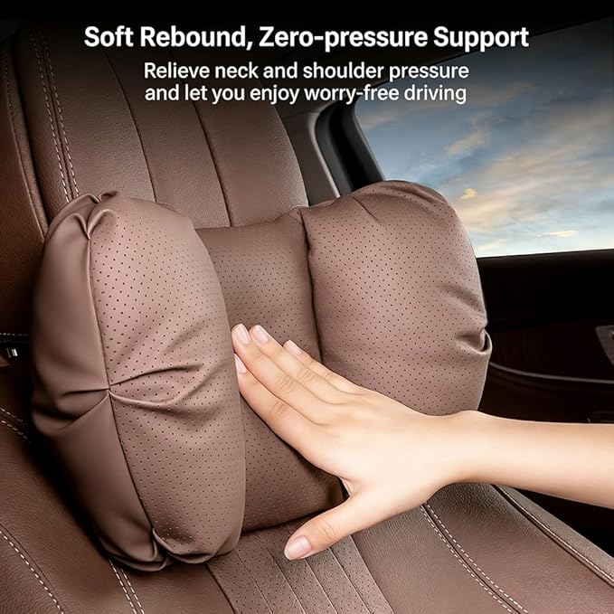 Car Neck Pillow & Lumbar Support for Lexus RZ 550e F Sport 2026+ Ergonomic Breathable Mesh Auto Seat Back Cushion Headrest,Brown-Lumbar Support
