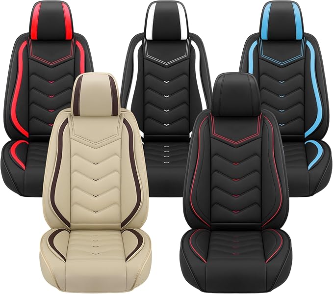 Car Seat Covers for Cadillac CTS 2003-2019, Premium Nappa Leather Car Seat Cover, Stylish Sport Seat Covers， Automobile Seat Cover Sets.(Standard 2 Seats/Coffee Color)