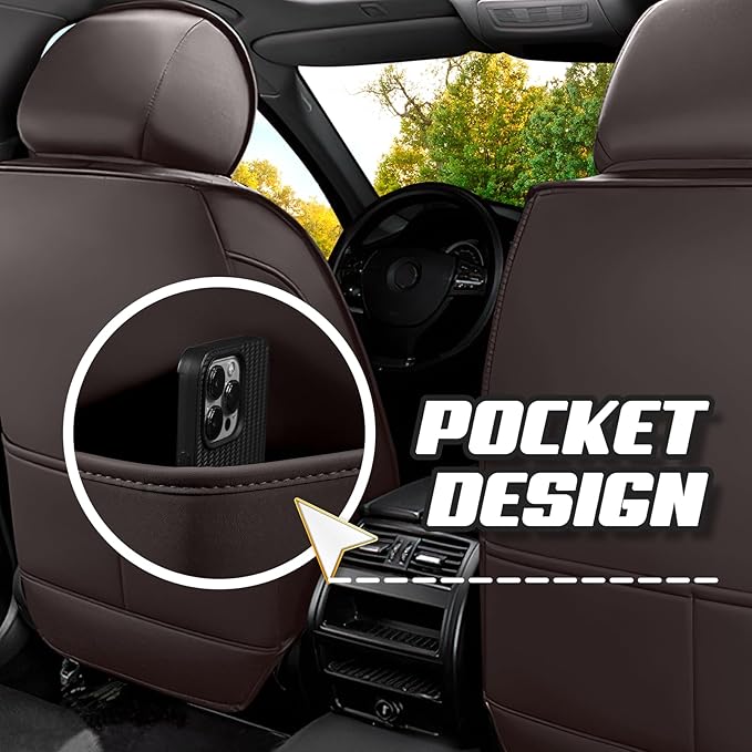 Car Seat Covers for VW Eos 2007-2016, Premium Nappa Leather Car Seat Cover, Stylish Sport Seat Covers， Automobile Seat Cover Sets.(Luxury 2 Seats/Coffee Color)