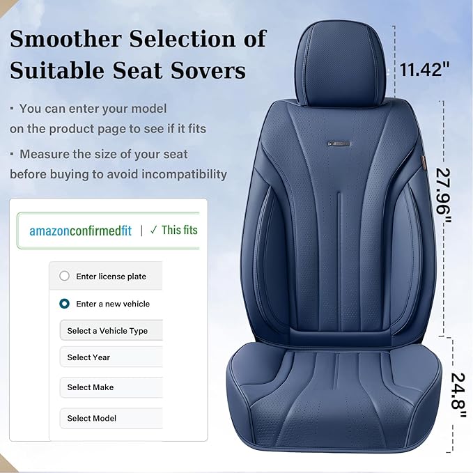 Coverado Leather Seat Covers, 5 Seats Waterproof Seat Covers for Cars, Front and Rear Seat Cover, Luxury Car Seat Protectors, Universal Car Seat Cushions Automotive Accessories Fit for Most Cars, Navy