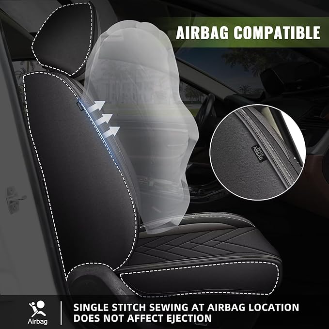 AOMSAZTO Car Seat Covers Fit for Acura TSX 2009-2014: Full Set Premium Seat Covers Waterproof Leather Automotive Seat Cushion Protector Compatible with Airbag(5 Seats, Black&Grey)