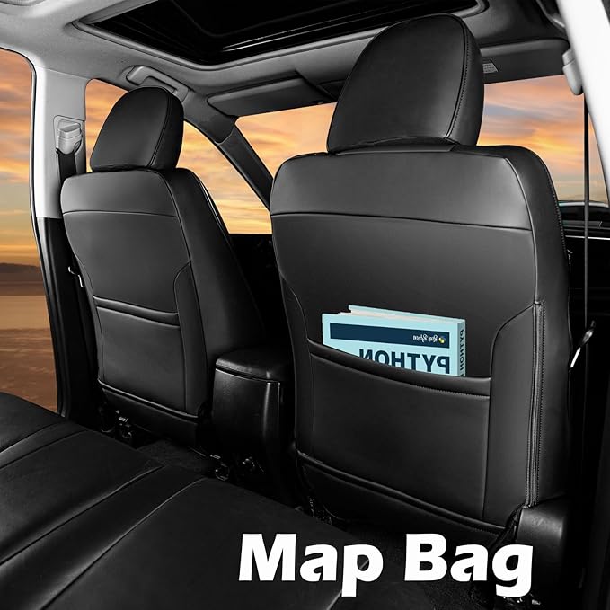 HKZ Fit RAV4 Hybrid Car Seat Cover Set for 2013 2014 2015 2016 2017 2018 Toyota RAV4 Hybrid-Leather(Black)