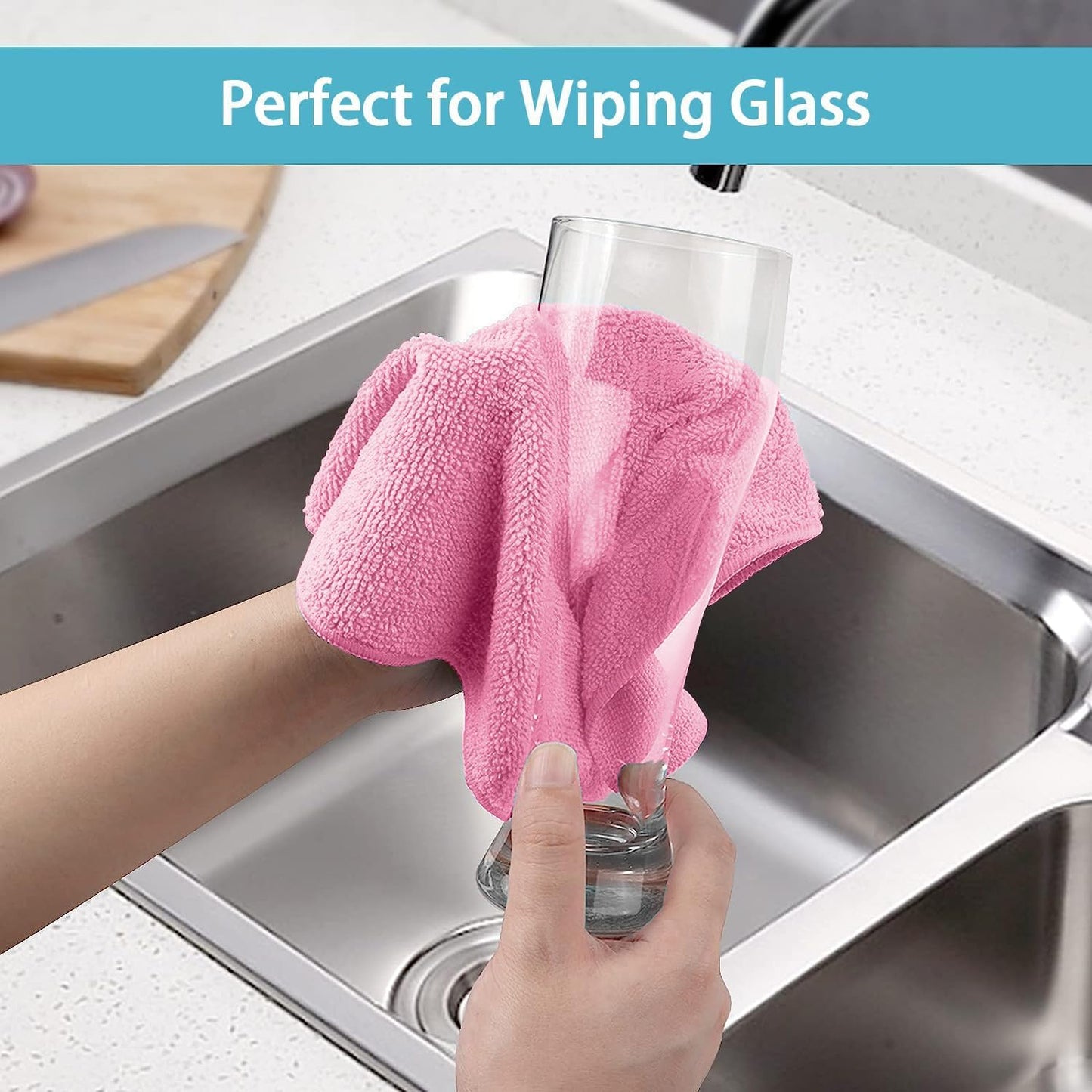 HOMEXCEL Pink Microfiber Cleaning Cloth, 50 Pack Cleaning Towels for Kitchen, Lint Free, Scratch-Free, Highly Absorbent, and Reusable Cleaning Rags for House, Window and Glass, Cars, 11.5 X11.5 inch