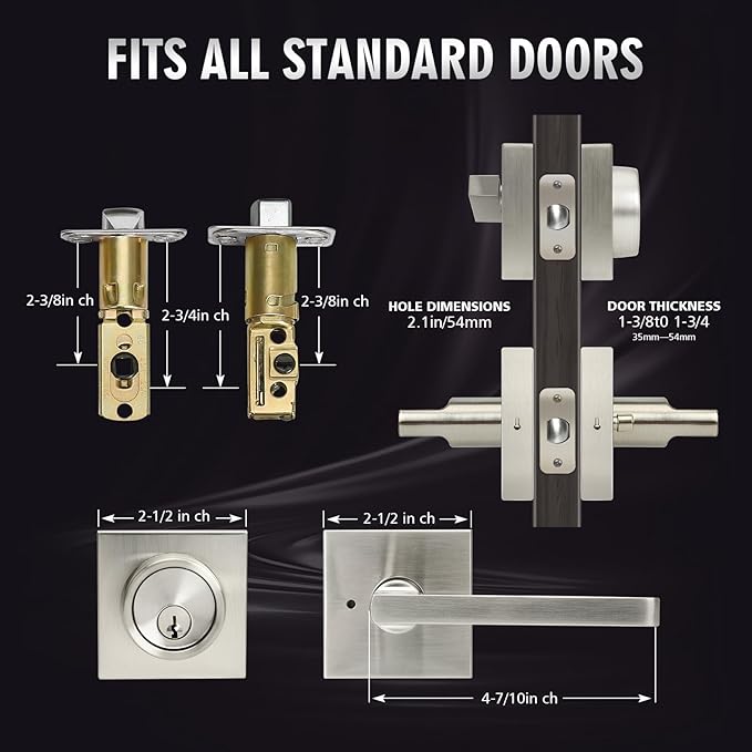Cielsa Dawn Exterior Door Lock Set with Deadbolt, Keyed Alike Heavy Duty Privacy Handles Locksets, (4Pack-Set,Satin Nickel)
