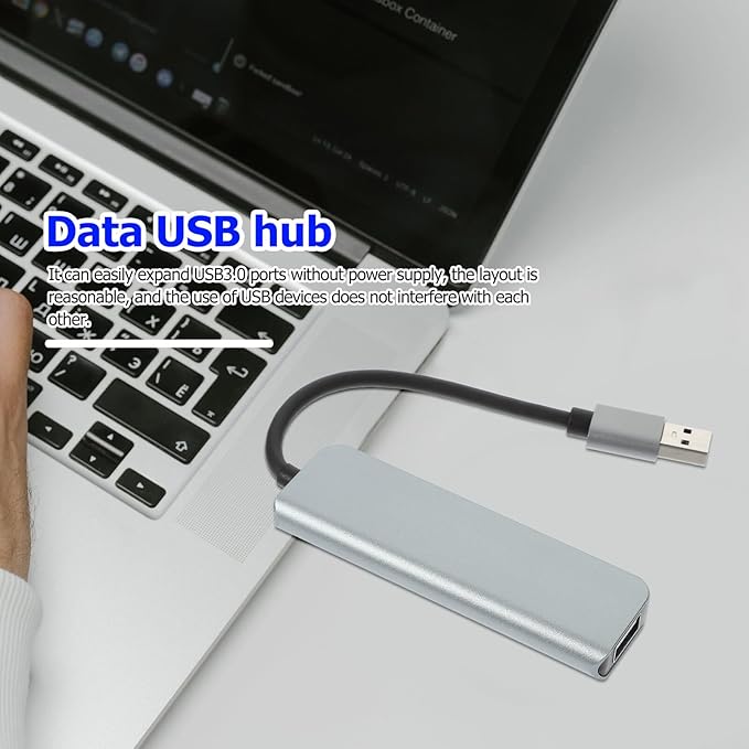 Port USB Hub Extension with Aluminum Case Portable USB Splitter Expander for Laptop High-Speed Data Transfer Plug and Play