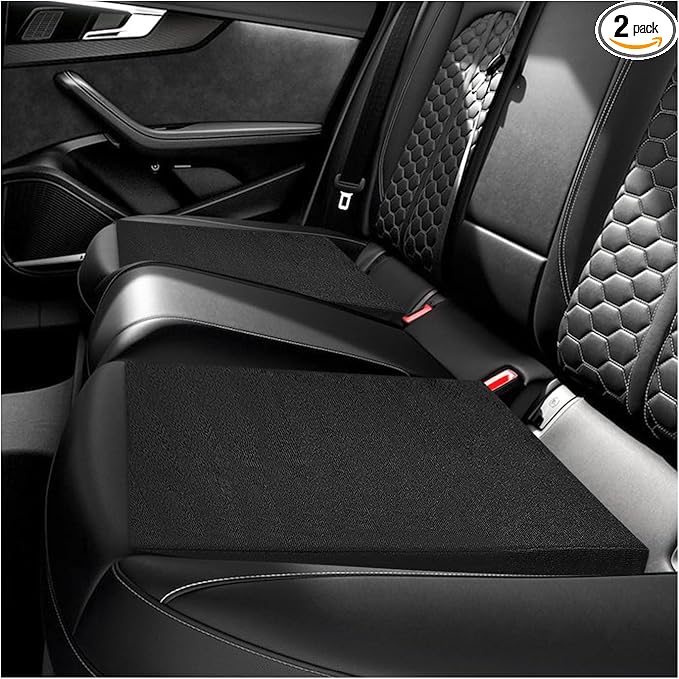 Sun Walker 2 PCS Auto Seat Wedge Leveling Cushion, Comfortable Ergonomic Backseat Wedge Booster for Fatigue Relief, Angled Design Rear Seat Leveling Mat for Cars Trucks SUVs