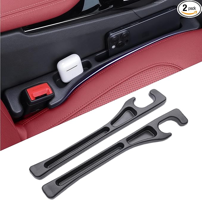 EnzeroTools Car Seat Gap Filler, 2-Pack No-Drop Seat Side Gap Seam Filler Organizer with Phone Holder, Universal Fit Fill The Gap Between Seat & Console, Perfect for Car, SUV, Truck