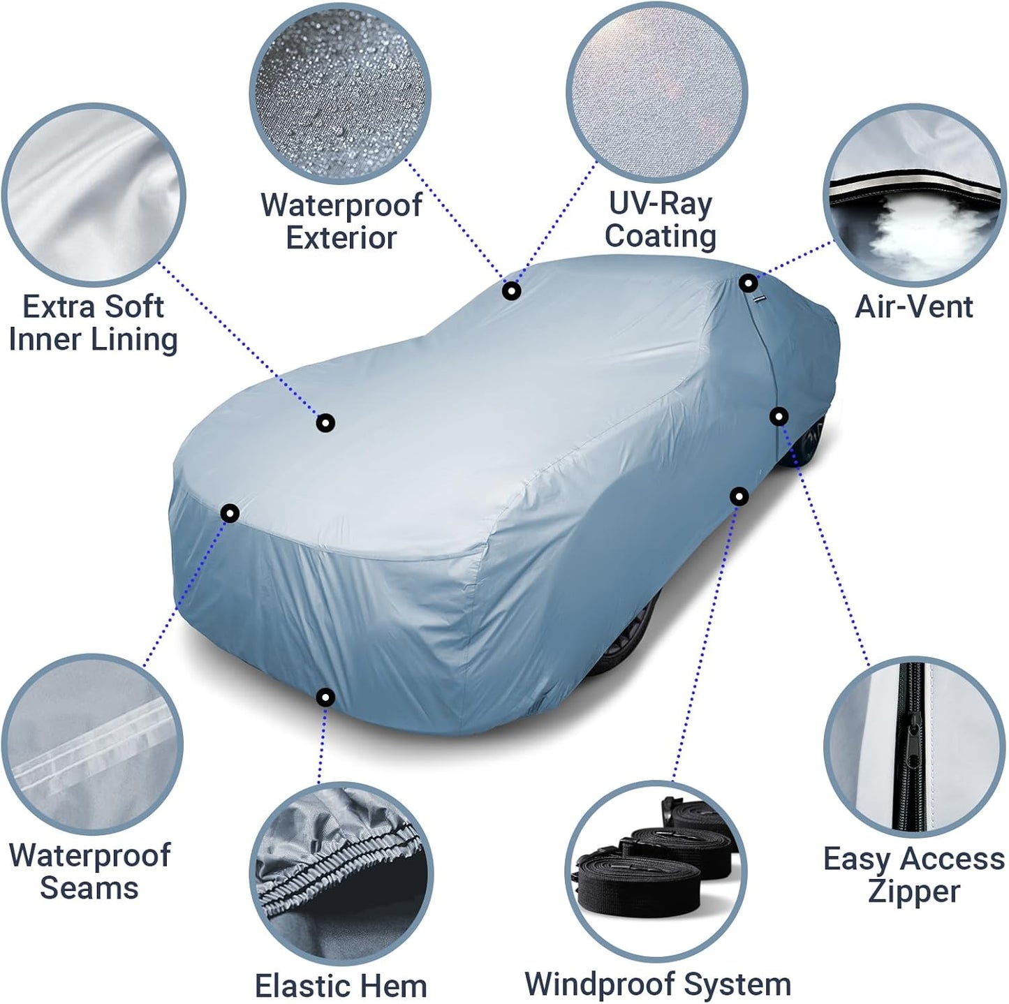 iCarCover Premium Car Cover for 1983-1996 Chevy Corvette C4 Heavy Duty Waterproof All Weather Automobiles Custom Fit Indoor Outdoor UV Snow Protection Covers with Straps and Bag