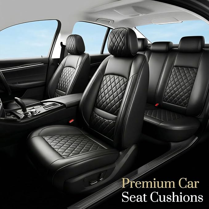Fit for Sonata Car Seat Covers Compatible with Hyundai Sonata 2004-2025 2026 - Waterproof Breathable Leather Automotive Seat Cushions Protector, Airbag Compatible,Full Set 5 Seats(Black