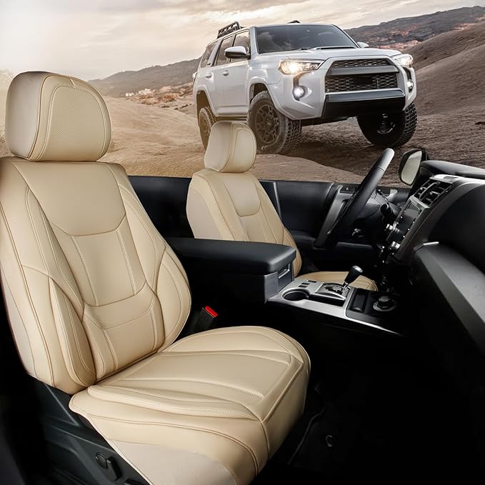 Coverland Custom Fit Car Seat Covers for SUV Compatible with [Raider, Outlander, Pathfinder, Captur, RAV4] Premium Waterproof Non-Slip Interior Seat Protector [Front Beige - Size Chart A26]
