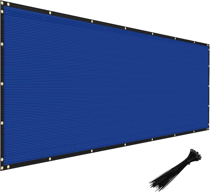 Windscreen4less Privacy Fence Screen Heavy Duty Windscreen Fencing Mesh Fabric Shade Net Cover with Brass Grommtes for Outdoor Wall Garden Yard Pool Deck, 8'x126' Blue