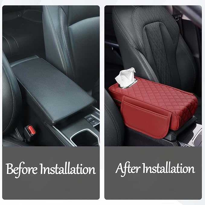Car Center Console Armrest Pad for Lincoln, Leather Cover with Storage Pocket & Tissue Box Holder, Memory Foam Cushion for Aviator Standard SUV 2020-2025,Grey