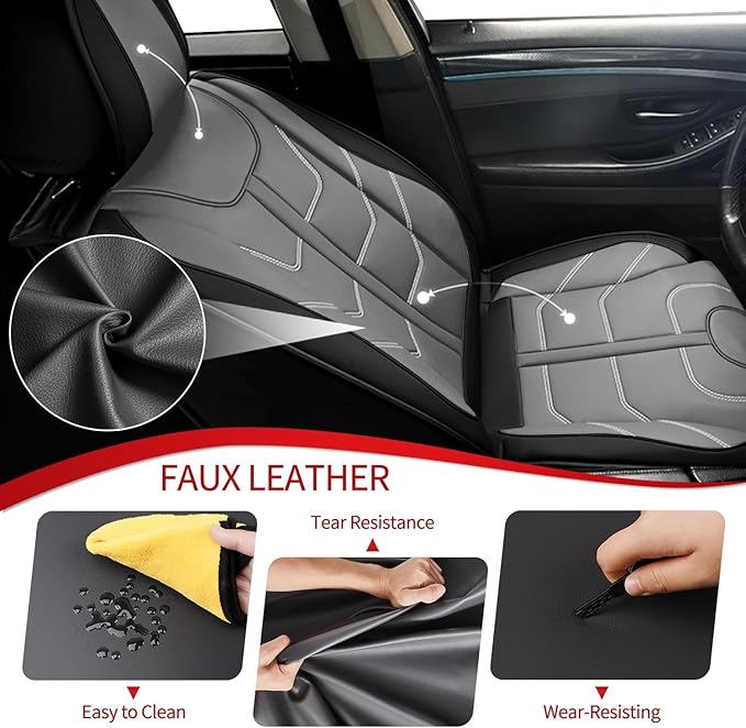 TTX LIGHTING Car Seat Covers fit for Mitsubishi Outlander 2007-2026 Front Seat: Premium Leather Automotive Seat Cover with Airbag Compatible Waterproof (2 Seats, Black & Gray)