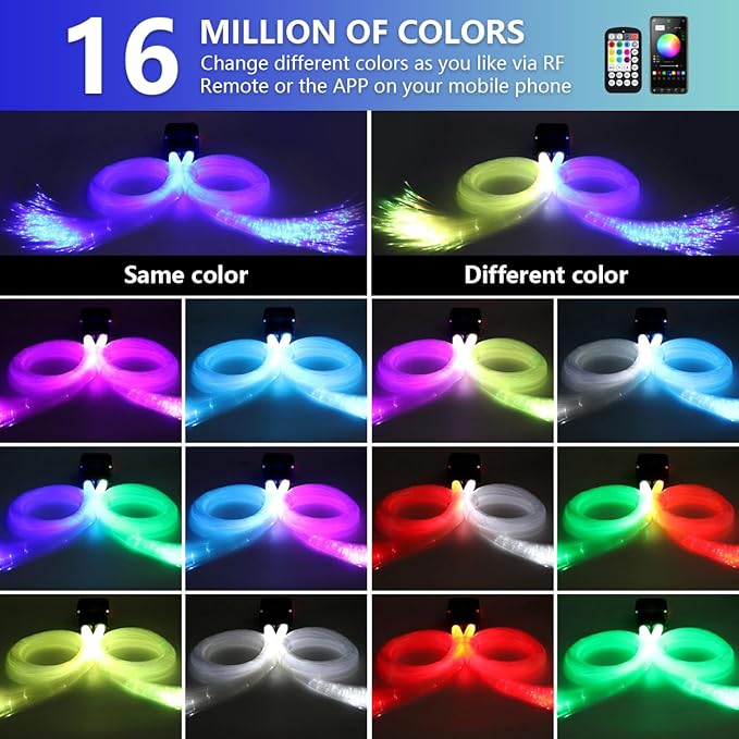 Starlight Headliner Kit,Twinkle + Music Sync Dual Color Fiber Optic Star Ceiling Lights with APP Remote Control, RGBW Star Lights for Car/Home Ceiling Decor, 1200pcs 13.1ft