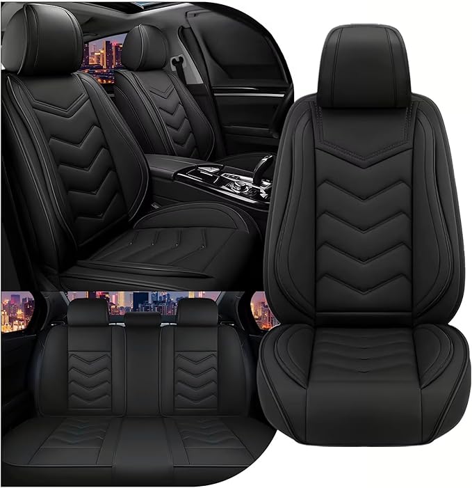 CTDS Car Seat Covers for Jeep Grand Cherokee L 2021-2026, Stylish Sport Seat Cover, Premium Nappa Leather Car Seat Cover. Automobile Seat Covers Sets.(Standard 5 Seats/Pure Black)