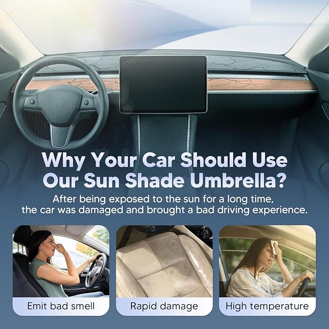 Autorder Windshield Sun Shade Umbrella for 2023-2025 Mercedes-Benz GLC Accessories,Upgraded Ice Crystal Material,Easy Setup Umbrella Sunshade for Car Windshield,100% Sun Blocking