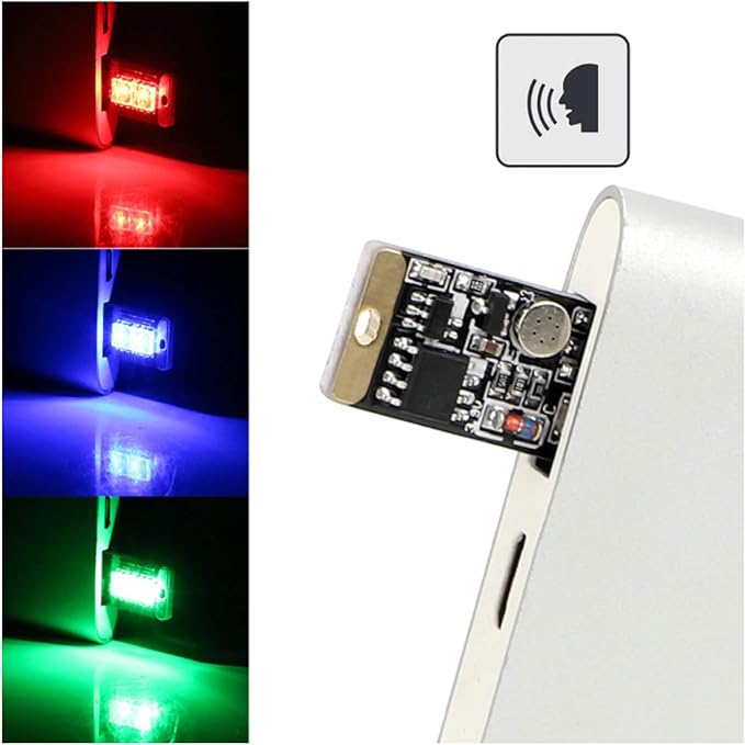 ICBEAMER USB RGB Multi-Color LED Night Light 1-Pack | Voice Control + 1 Touch Color Change, Universal Plug-in Miniature LED for Car Interior and Trunk Ambient Atmosphere