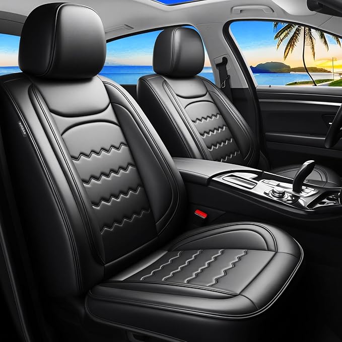 Car Seat Covers Custom Compatible with Mazda 6 2007-2021, Full Coverage Premium Leather Waterproof Breathable Seat Covers, Automotive Seat Protectors, Airbag Compatible(Full Set Seats, Black)