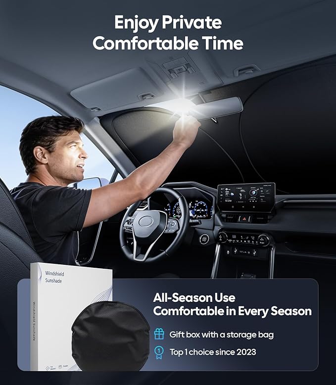 Wigoo for Subaru Forester Windshield Sunshade [OEM Design, 100% Sun Blockage] Foldable Heat Insulation Sun Shade with Storage Bag, for Subaru Forester (2019-2026), Silver Coating