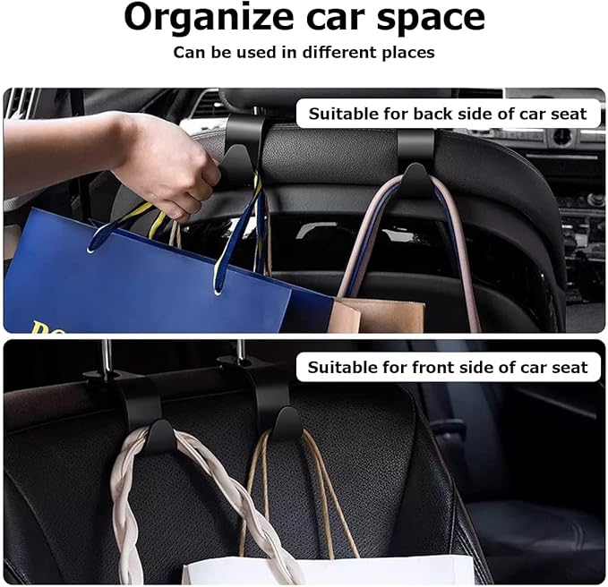 Moly Magnolia Car Seat Headrest Hook, 4PCS Multifunctional Auto Backseat Hangers, Vehicle Storage Organizer for Purse, Coat, Umbrella, Grocery, Bag, Handbag (Pink)
