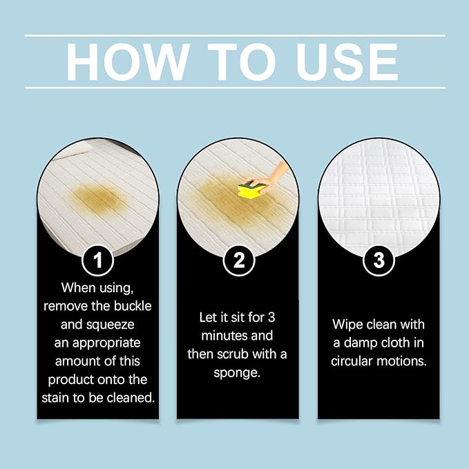 Powerful Mattress Dry Cleaning Foam, Mattress Cleaner and Stain Remover, No-Scrub Fabric Spot Remover for Yellow Stain, Blood, Wine, Coffee & Cosmetics on Mattress, Couch, Clothes, Car Seat& Rugs (2)