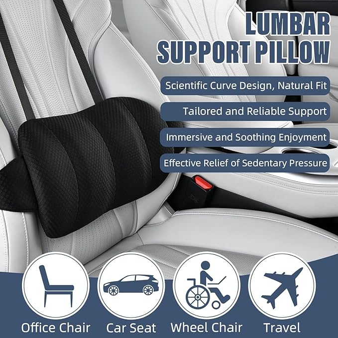 1 Piece Automotive Seat Lumbar Support Pillow for Chevy Malibu 2016-2024 2025, Driving Lower Back Cushion Ergonomic Orthopedic Posture Rest