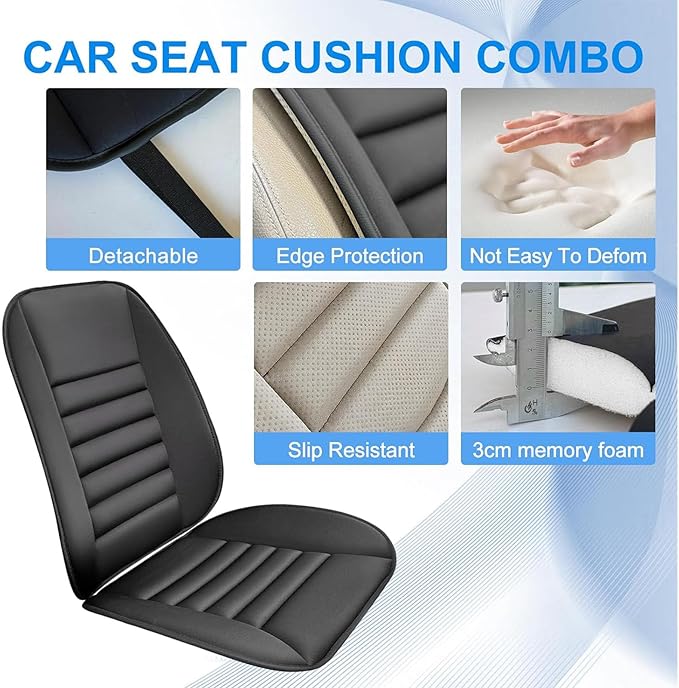 ‌Car Seat Cushion Back Support Pillow for Toyota Fj Cruiser 2007-2014, Ergonomic Pain Relief Cushion, Memory Foam Lumbar Support for Driving, Adjustable & Washable Auto Pad, Gray