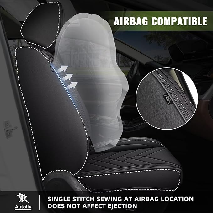 AOMSAZTO 2 Front Seat Covers Fit for VW/Volkswagen Jetta 2007-2026: First Row 2PCS Faux Leather Waterproof Seat Covers Automotive Seat Cushion Protector(Black)