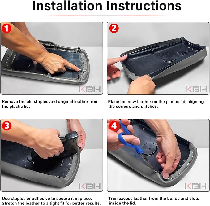 KBH Center Console Armrest Cover Upholstery for Toyota Camry 2012 2013 2014 2015 2016 2017, Vinyl Leather Middle Console Replacement Covering, Ivory Tan (Leather Part Only)