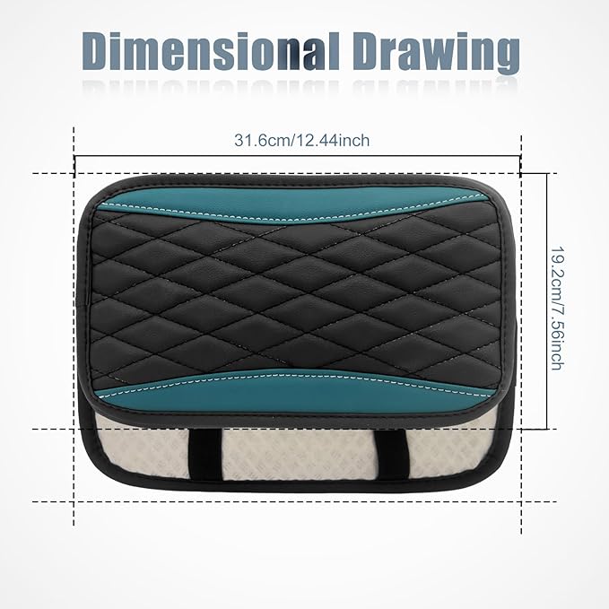 Car Center Console Cover, Universal Leather Waterproof Armrest Seat Box Cover Protector, Comfortable Car Decor Accessories Fit for Most Cars, Vehicles, SUVs-gem green