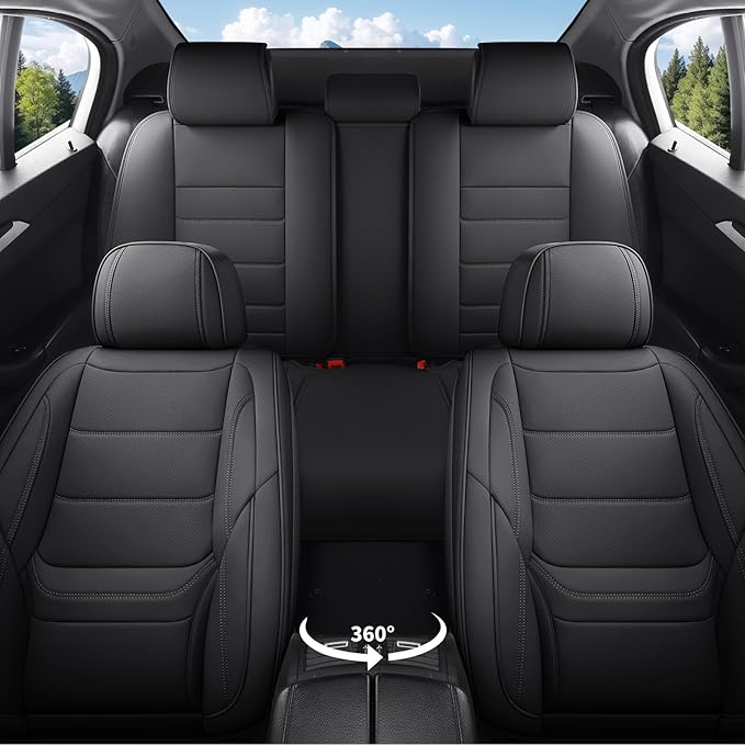 Car Seat Covers Full Set Custom Fit for Mercury Sable 1995-2009,Premium Faux Leather with Lumbar Support, Breathable, Anti-Slip & Soft Touch(Black,Fullset)