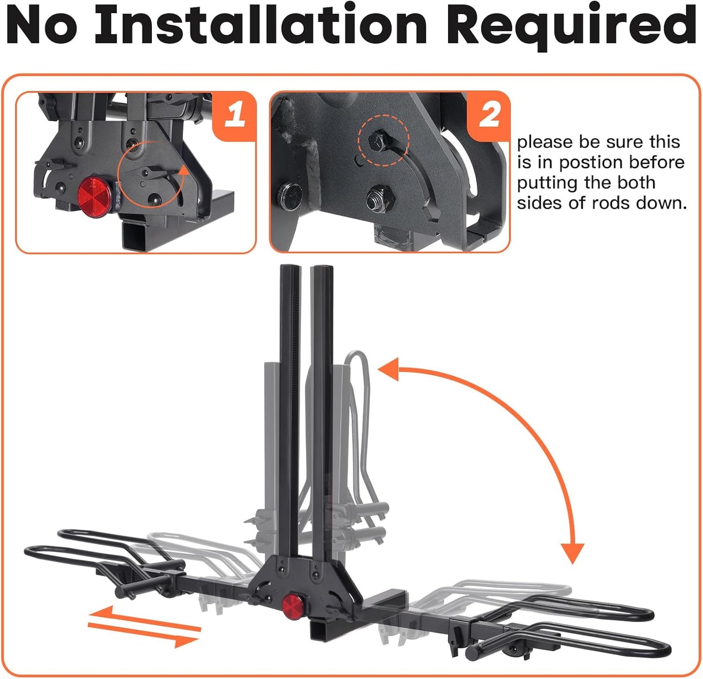 MagRack F2 200 lbs Capacity Electric Bike Rack, No Installation Bike Carrier for 2 Bike, Folding Bike Racks for Tow Hitch 2'' Receiver Cars Trucks SUVs Minivans RV, Trailer