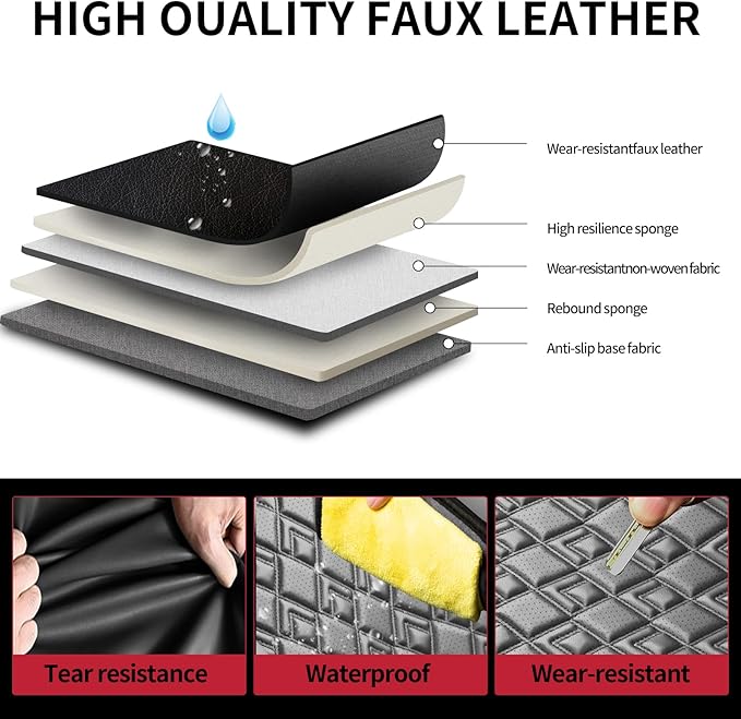 Fit Avalon Car Seat Covers for Toyota Avalon 2001-2024 2025 2026 - Upgraded Premium Waterproof & Breathable Leather, Airbag Compatible, All-Weather Seat Cushion Protector (Full Set, Black)
