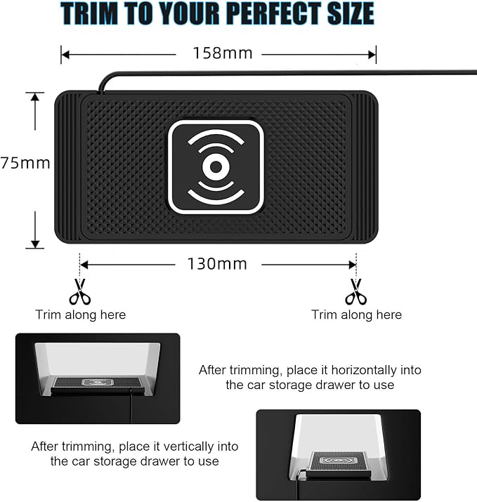 Wireless Charging Pad for Car for Jeep Gladiator, 15W Fast Wireless Charger Mat Non-Slip Silicone Car Center Console Phone Charging Pad,B/15W-USB