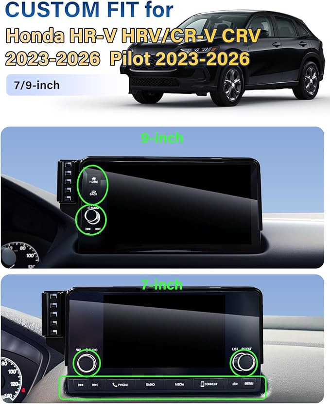 Phone Holder for Honda CR-V CRV 2023-2026/HR-V HRV 2023-2026/Pilot 2023-2026 Accessories 7/9-Inch Screen Fixed Clip, Magnetic Phone Mount Compatible with MagSafe, Magnets CR V Cell Phone Holder