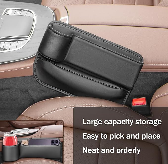 Cup Holder Gap Filler, Car Gap Filler Organizer, Car Gap Filler, Gap Filler Organizer, Car Gap Holder, Suitable Most Vehicles (Black Driver's & Passenger)