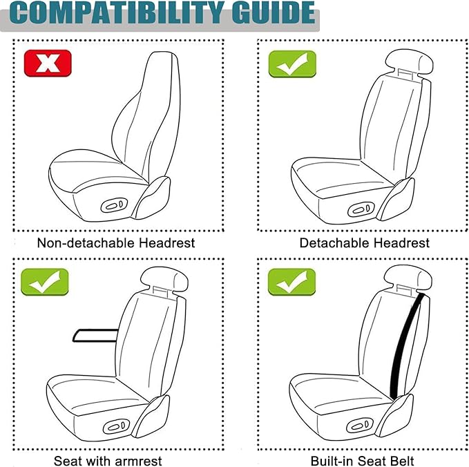West Llama Linen Car Seat Covers-Breathable & Soft-Front Car Seat Protector Universal Fit 90% Cars,SUVs,Trucks,Diamond Pattern-1Piece,Black