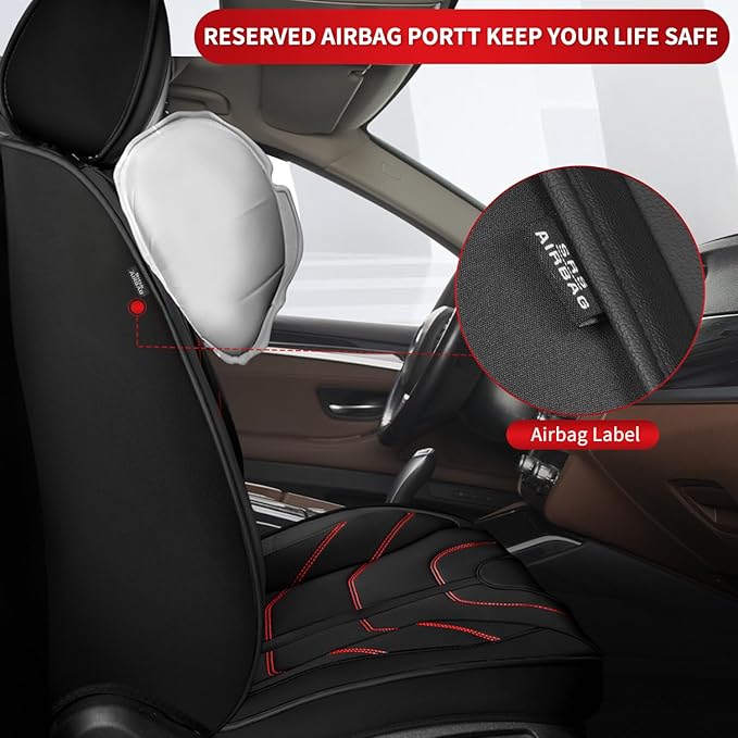 TTX LIGHTING Car Seat Covers fit for Kia Soul 2010-2026 Full Set: Premium Leather Automotive Seat Cover with Airbag Compatible Waterproof (5 Seats, Redline)