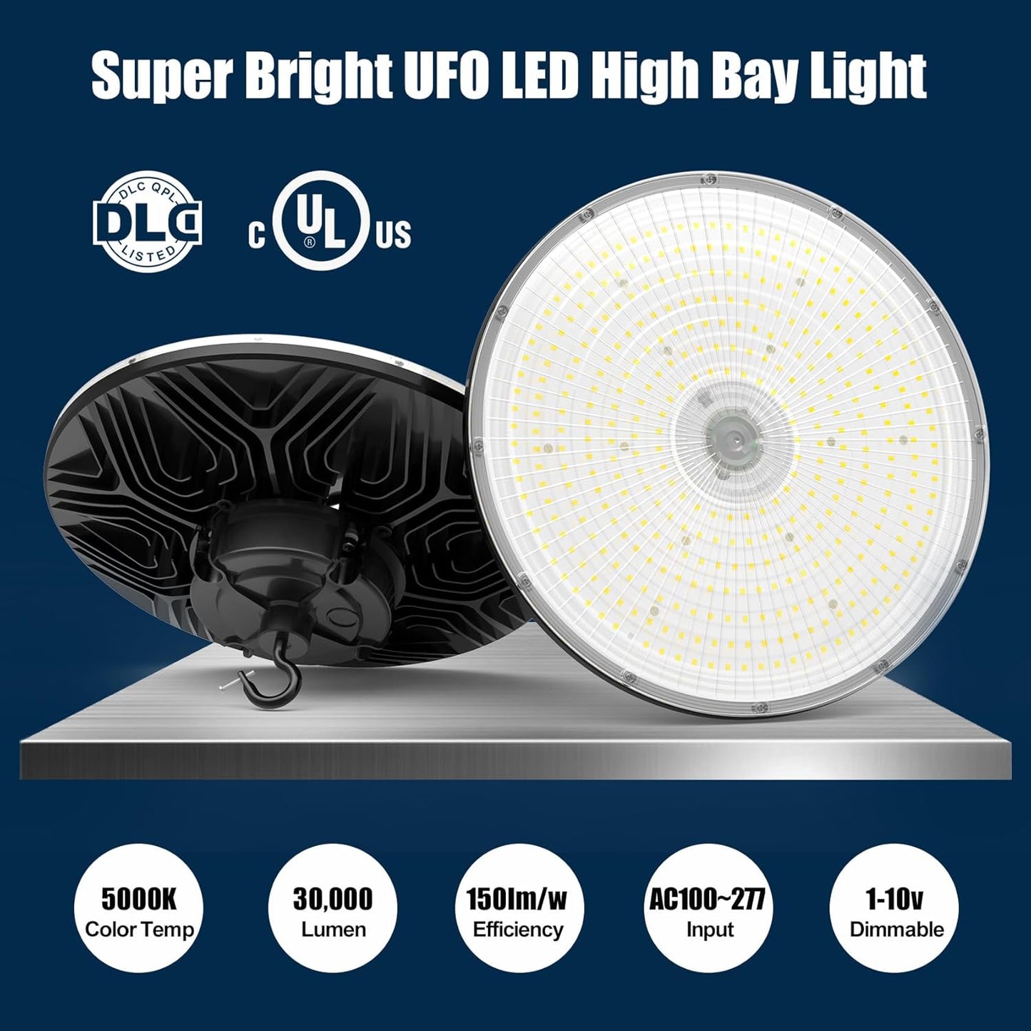BBESTLED UFO Commercial Lights for Ceiling LED 200W, High Bay UFO Lights LED Dimmable for Shop Office Workshop Industrial Factory Daylight 5000K Dimmer 28000 Lumen, Warehouse Light Low Bay