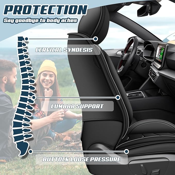 Car Seat Covers for Lexus ES 350 2007-2025, Premium Nappa Leather Car Seat Cover, Stylish Sport Seat Covers， Automobile Seat Cover Sets.(Luxury 2 Seats/Pure Black)