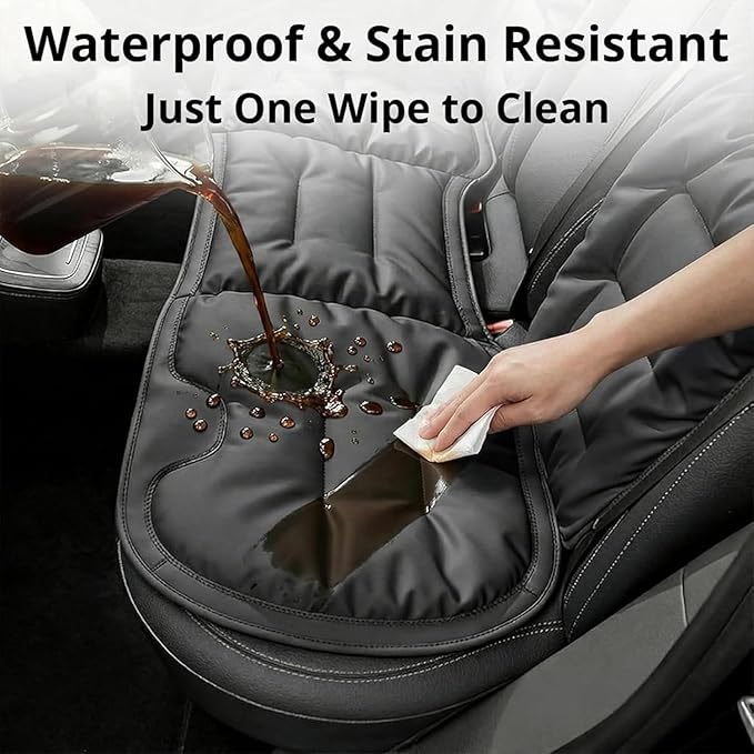 Skin-Friendly & Dirt-Repellent Leather Seat Cushions, 2026 Car Seat Cushion for Driving, 1.57" Thick Comfort Seat Protector, Universal Non-Slip Memory Foam Pad for Car (Orange, Rear Seat Cushion)